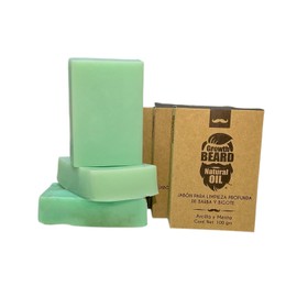 Jabn de limpieza profunda para barba y bigote Growth Beard, fresco aroma con aceites esenciales de Romero y Menta, 100 natural, promueve el sano...   