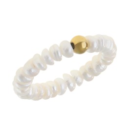 Made by Nami Pearl Ring Elastic with Real Freshwater Pearls Elastic Ring with Pearls Waterproof Jewellery Boho Jewellery Women, Beads, Pearl