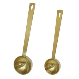 Hitefu 2 Pack Long Handle Coffee Scoop Set, Stainless Steel Measuring Spoons 15ml & Tablespoon 30ml for Coffee, Milk Powder (Gold)