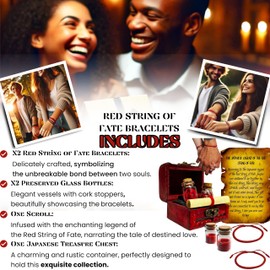 YVORE Red String of Fate Bracelets | Boyfriend & Girlfriend Matching Relationship Bracelets with Japanese Legend | Couples Bracelet Ideas for Long Distance, Anniversary, or Valentine's Day