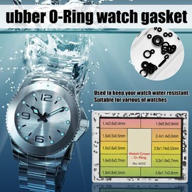 【𝐍𝐞𝒘 𝐘𝐞𝐚𝐫 𝐆𝐢𝐟𝐭】Watch Crown O‑Ring, O-Ring Rubber Watch Crown Waterproof Seals, Washer Rubber with Box Gaskets Repair Watch HeadWaterproof Ring, for Women Rings Men Watches