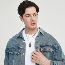 REVEMCN Black Silver Stainless Steel Dog Tag Cross Necklace for Men Featuring Lord's Prayer Bible Verse Cross Pendant with 20-24 Inch Rope Chain, Inspirational Jewelry Gift for and Men (PHILIPPIANS 4:13 - Silver, 20 inches + 5 inches)