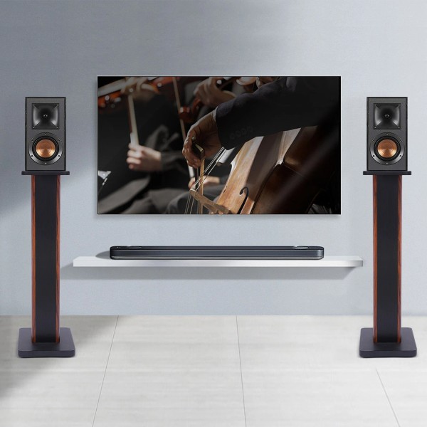 Unbranded 28" Wood Speaker Stands 1 Pair Yellow Sandalwood/Bla