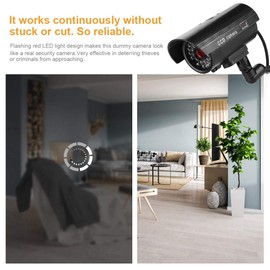 Dummy Security Camera,Flash Red LED Fake Waterproof Surveillance Monitor Camera Day/Night Indoor/Outdoor with Flashing Light Simulation Realistic CCTV Anti-Theft,3-6 Month Work