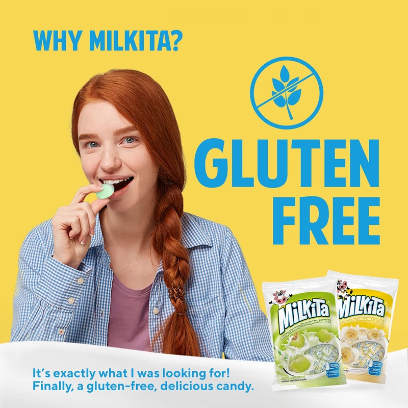 Milkita Creamy Shake Candy Bag, Gluten Free Chewy Candies with