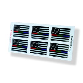 Mini Red Blue Green Line USA American Flag Sticker RGB Police Fireman Military Vehicle License Plate Car Tag 6 Pack Decal Graphic Sheet