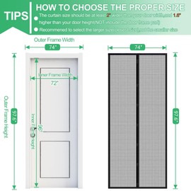 RELIANCER Fiberglass Magnetic Door Screen,Fit Door Size 72"x96",Auto Close Screen Door Mesh w/Magnets,Patio Doorway Net Screens,Self-Closing Doors Cover,Anti Mosquito Doorway Curtain,Mesh Partition