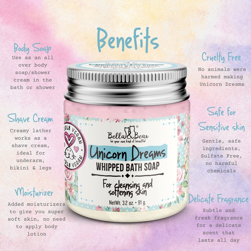 Bella & Bear Unicorn Dreams Whipped Bath Soap - Travel