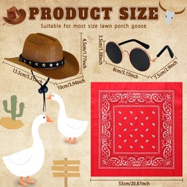 Amlisia Cowboy Porch Goose Outfits, Goose Costume Clothes for 17''/23" Lawn Cement Plastic Goose with Cowboy Hat Bandana Sunglasses for Garden Yard Decoration