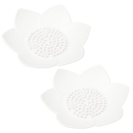 ElevateTech Lotus Shower Steamer Tray, 2 Pack Silicone Soap Dish with Draining Small Lotus Flower Shape Bar Soap Holder for Kitchen Sink Bathroom Counter Shower, White