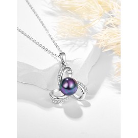 AENEAS Black Pearl Necklaces for Women Sterling Silver Celtic knot Pearl Pendant Necklace Cultured Pearl Jewelry for Wife Gifts