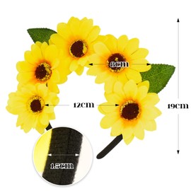 BOFUNX Headband with Sunflowers Flowers Headband Headpiece for Carnival Party Costume Accessories