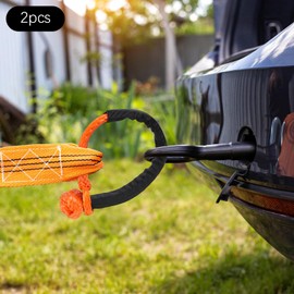 Soft Shackle, 1/2" X 24" Light Weight Soft Shackle14991.43 LBS Breaking Strength for Sailing SUV Off Road Towing ATV (Black, 2pcs Soft Shackle)