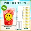 100 Sets Clear Plastic Cups with Flat Lids and Paper