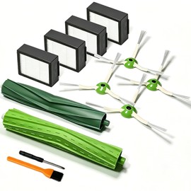 Replacement Parts for Roomba iRobot i7 i7+ i3 i3+ i4 i4+ i5 i5+ i6 i6+ i8 i8+ E5 E6 E7 I,E and Plus Version,1 Set Rubber Brush,4 Side Brush,4 Filters