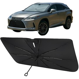 Proadsy Windshield Sun Shade Umbrella for Lexus RX 2016-2022 Foldable Car Umbrella Sunshade with Soft TPU Handle Spring Structure Crystal Cooling Material Protect Car from Rays & Heat