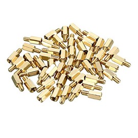 sourcing map Pack of 50 M4 10 + 6 mm Male Female Spacer Brass Spacer Sleeve PCB DE