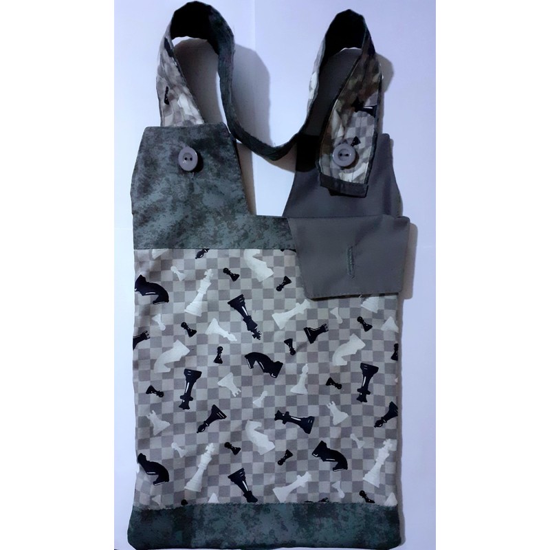 Chess Print. Catheter Night Bag Holder with a Handle.100% Cotton.
