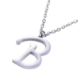 Morella Ladies' Necklace with Letter Pendant, Stainless Steel Silver in Gift Bag, Stainless Steel