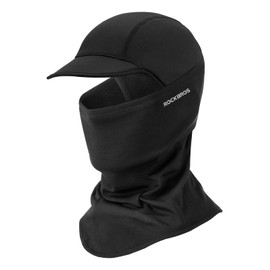 ROCKBROS Balaclava Ski Mask, Thermal Full Face Mask with Brim, Windproof Face Cover Under Helmet Wear, Neck Warmer for Cold Weather, Head Mask for Cycling, Skiing Black