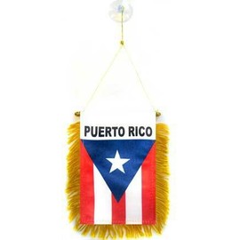 AZ FLAG Puerto Rico Mini Banner 6'' x 4'' - Puerto Rican Pennant 15 x 10 cm - Mini Banners 4x6 inch Suction Cup Hanger