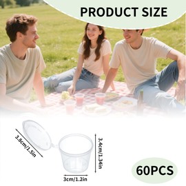 XIYING 60 Pcs Small Pots with Lids, Sauce Small Plastic Condiment Pots with Lids for Sauce Dips Salads