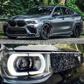 Black Forged Carbon Fiber Vinyl Wrap Roll, Lypumso Matte Black Car Wrap Vinyl with Bubble Free Air Release Auto DIY Decal Vehicle Motorcycle Self Adhesive Sticker (Black Forged Carbon, 1ft x 10ft)