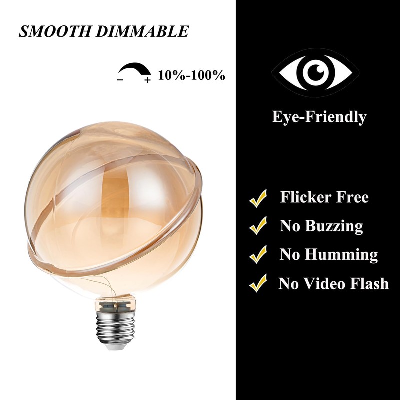 Sunaiony Large Globe Decorative Light Bulb 40 Watt Equivalent, LED