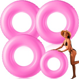 Gemscream 2 Pcs Jumbo Inflatable Pool Float 47.24 Inches Swimming Ring Pool Floats White Inflatable Float Tube for Adult Summer Vacation Beach River Bachelorette Wedding Party Supplies (Rose Red)