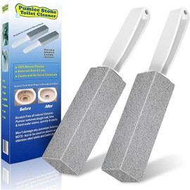 RUAKIVA 2 PCS Cepillo de Inodoro de Piedra Pómez,Piedra Pomez para Baño con Mango,Cepillo de Limpieza de Inodoro de Piedra pómez para Manchas de Agua Dura en Inodoros,Parrillas,Azulejos y Lavabos