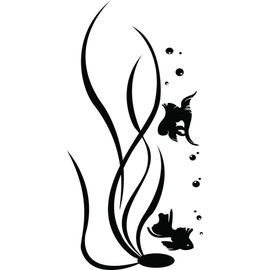 Design With Vinyl Artwork Fish Freash Water Tank Fish and Plant Art Wall Decal for Children - Goldfish Feng Shui Aquariums Themed Décor - Size: 7 in x 13 in