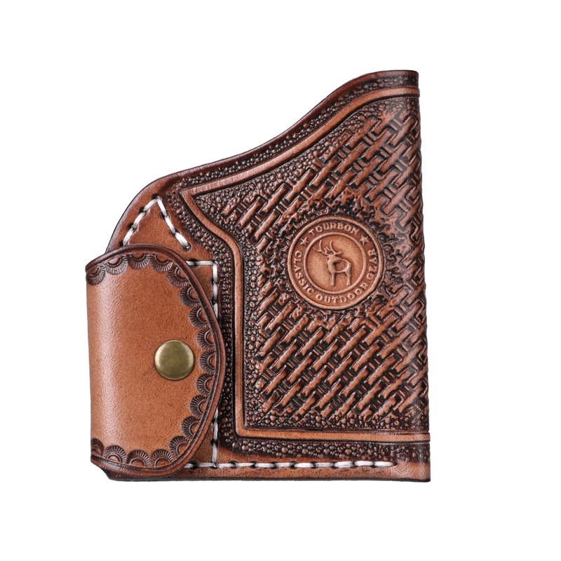 TOURBON Genuine Leather Pistol Holster Small Concealed Handgun Holster with