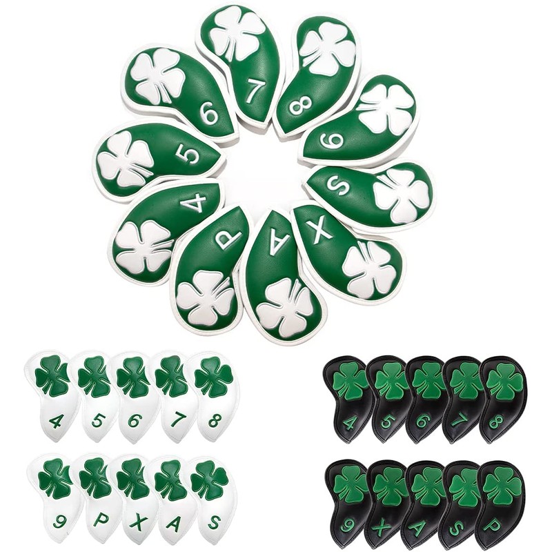 Set of 10 PU Leather Iron Head Covers with Closure