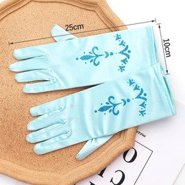 DFsucces Kids Girls Long Gloves Satin for Recital Performance Cosplay Costume Party Halloween Birthday Wedding Formal Dress Up Snow Queen Flower Girl Silky Stretch