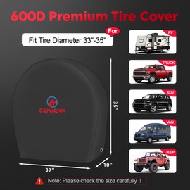 Comnova RV Tire Covers 4 Pack - 600D Tough Tire Wheel Cover Protector for RV, Truck, SUV, Trailer, Camper, Boat and Van, Heavy Duty & Waterproof Tire Cover, Fits Tire Diameters 33-35 Inch