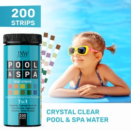 Pool Test Strips 7-in-1, 200 Quick and Accurate Pool and Hot Tub Test Strips - Pool Water Testing Kit for Chlorine, Bromine, pH, Hardness, More - All in 1 Swimming Pool Test Strips by JNW