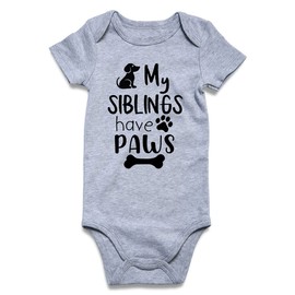 Funnycokid Baby My Siblings Have Paws Onsie 0-3 Months Bodysuit Unisex Baby Clothes Dog Onsies for Racing Cute Gender Neutral Baby Gift