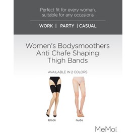 MeMoi BodySmootHers - Bandas de muslo antirozaduras, Negro, Q1