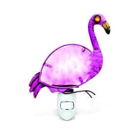 Puzzled Glass Art Night Light, Plug in Decorative Socket Lamp, Manual On & Off Portable Light for Stairway, Bedroom, Bathroom, Nursery, Home Accessory & Kitchen Decor - Flamingo