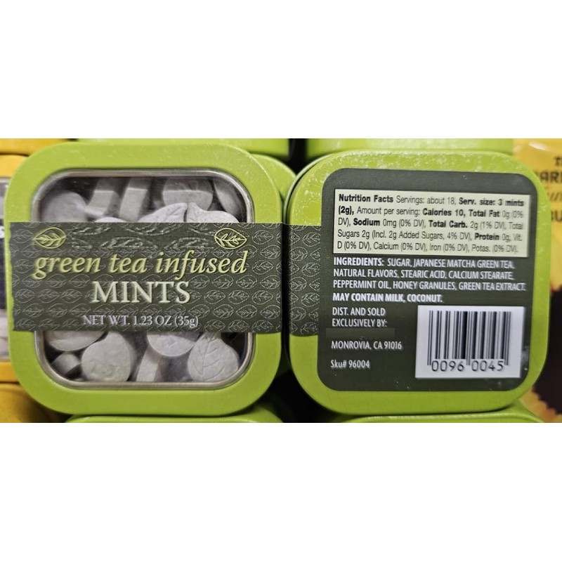 Trader Joe Green Tea Infused MINTS 1.23oz 35g (2 Tins)
