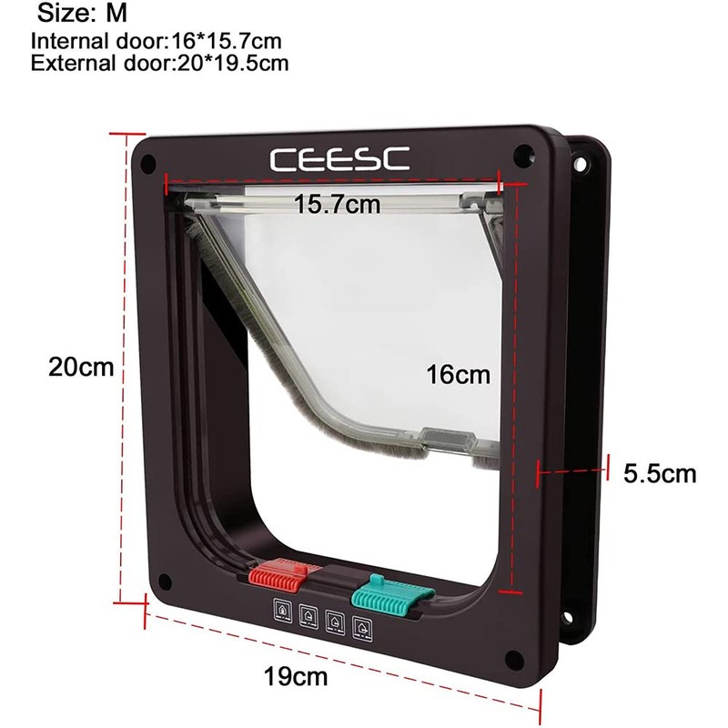CEESC 4-Way Pet Door Small for Dogs and Cats Pet