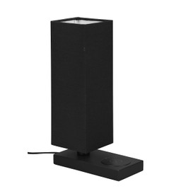 Reality Leuchten Haley R59100132 Table Lamp Metal Matte Black Fabric Shade Excl. 1x E14 Inductive Charging Panel