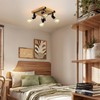 SEEBLEN Farmhouse Wooden Flush Mount Ceiling Lamp,4-Light Directional Ceiling Spotlight