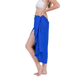 CHAINUPON Womens Beach Pareos Sarong Sheer Long Swimsuit Cover Ups Bikini Wrap Skirt (Navy Blue)