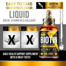 PURE RESEARCH Liquid Biotin & Collagen Hair Growth Drops 60,000mcg - Biotin a...