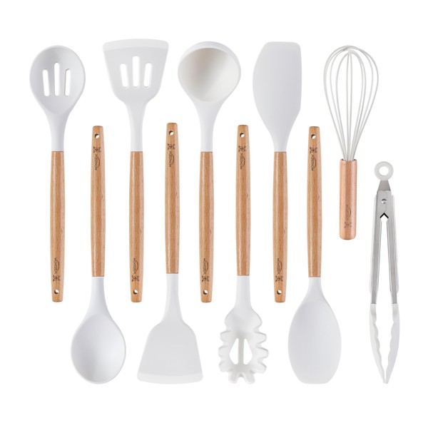 Silicone Cooking Utensils Set, MONGSEW Heat Resistant Kitchen Utensils for