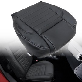 NLQR Front Driver Side Bottom Replacement Seat Cover Charcoal Black Microfiber Leather Compatible with Ford Mustang 2010 2011 2012 2013 2014