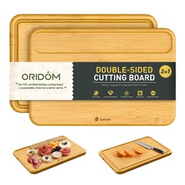 ORIDOM Bamboo Cutting Board Wood Chopping Board Double Sided Charcuterie Boards 25