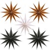 BestoFun 5 PCS 12-Pointed Brown Grey White Paper Star Lanterns