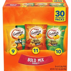 does not apply Goldfish Bold Mix Variety Pack Snack Crackers, 1oz Snack Packs, 30 Ct Box